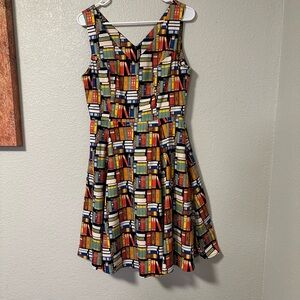 Eva Rose Book Print Women's Dress. Gently Used